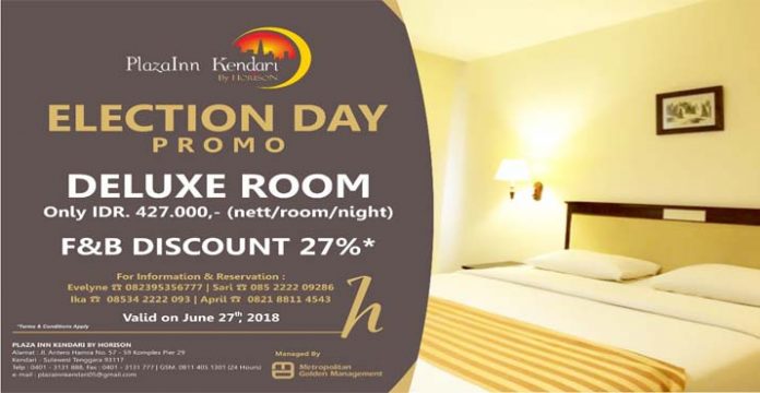 Cukup Tunjukkan Jari Usai Nyoblos, Anda Dapat Promo Menginap di Plazainn Kendari