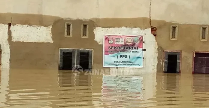 Banjir, Satu TPS di Konsel Tetap Gelar Pencoblosan Pilgub