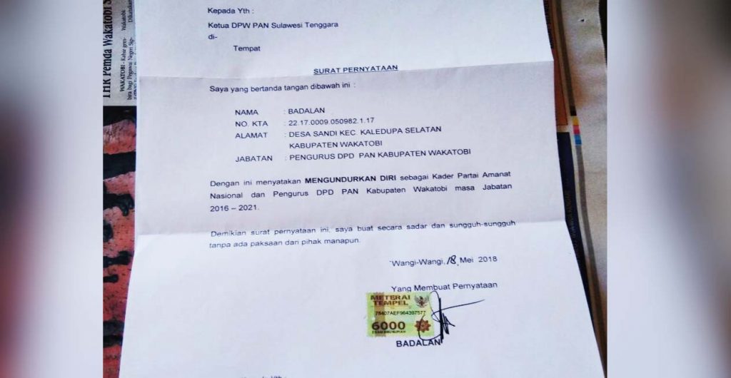 Gabung ke Golkar, Anggota DPRD Wakatobi Mundur Dari PAN