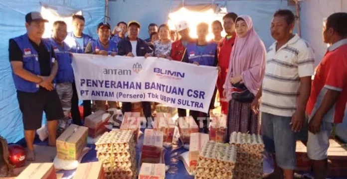 ANTAM UBPN Sultra Salurkan Bantuan untuk Korban Banjir di Sakuli