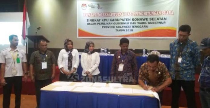 Hasil Pleno KPU Konsel Pasangan Asrun-Hugua Unggul 10. 632 Suara Dari Pasangan Nomor Urut Satu