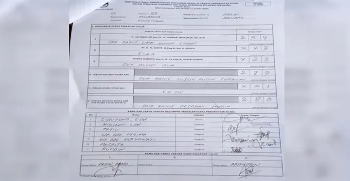 PSU di TPS 03 Melai Baubau, Asrun-Hugua Hanya Kantongi 3 Suara