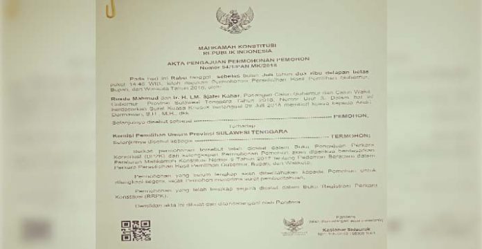 Rusda – Sjafei Resmi Layangkan Gugatan ke MK