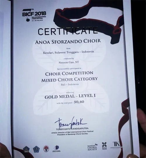 Anoa Sforzando Raih Medali Emas di Ajang BICF 2018