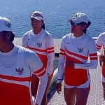Dua Pendayung Putri Sultra Sumbang Medali Perunggu Asian Games PENDAYUNG SULTRA - Dua pendayung putri Sultra Wa Ode Fitri Rahmanjani (Kedua dari depan) dan Julianti (Ketiga dari depan) berhasil menyumbangkan medali perunggu bagi kontingen Indonesia di asian games ke 18. (Foto : Facebook Wa Ode Fitri Rahmanjani)