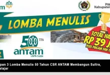 Kehadiran Antam Membawa Perubahan di Sultra Juara Harapan 3 Lomba Menulis 50 Tahun CSR ANTAM Membangun Sultra, Kategori Pelajar