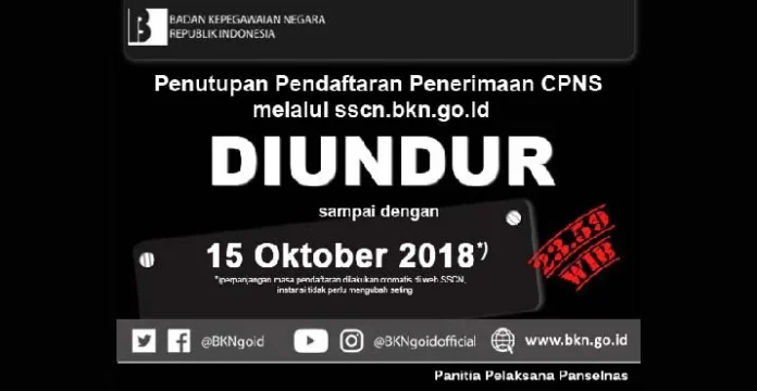 BKN Perpanjang Masa Pendafataran CPNS Hingga 15 Oktober