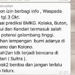 Beredar Info di WA tentang Gempa, BMKG: Jangan Mudah Percaya Beredar Info di WA tentang Gempa, BMKG: Jangan Mudah Percaya