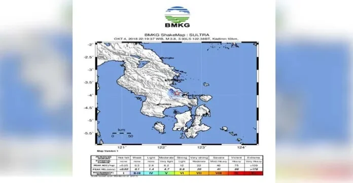 Gempa Bumi 3,8 SR Guncang Kendari Akibat Aktivitas Sesar Kendari