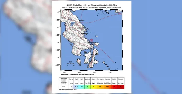 Aktivitas Sesar Lawanopo, Gempa 3.4 SR Guncang Kendari