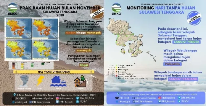 BMKG: Curah Hujan Tinggi di Sultra Terjadi Pertengahan Desember