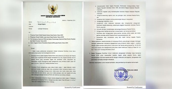 Peserta Pemilu Diimbau Perhatikan 8 Larangan Kampanye Ini