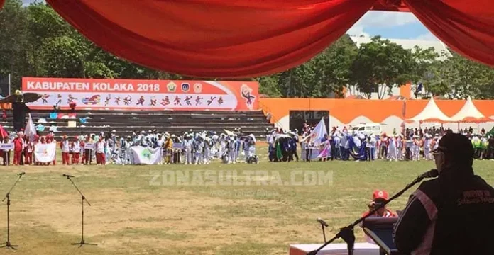 Kepanasan, Puluhan Peserta Upacara Pembukaan Porprov Kolaka Kabur dari Barisan