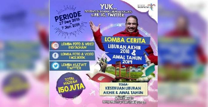 Yuk, Ikuti Lomba Cerita Liburan Akhir Tahun Kemenpar, Berhadiah Ratusan Juta