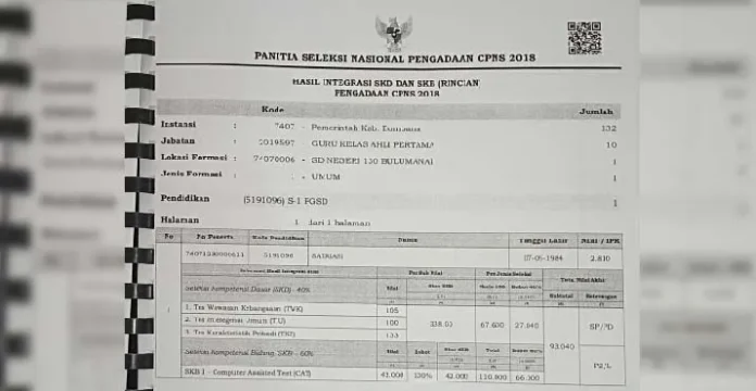 Ini Sosok Peraih Nilai Tertinggi Seleksi CPNS di Bombana