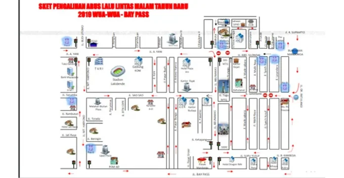 Ini Rancangan Pengalihan Arus di Kendari Selama Malam Tahun Baru
