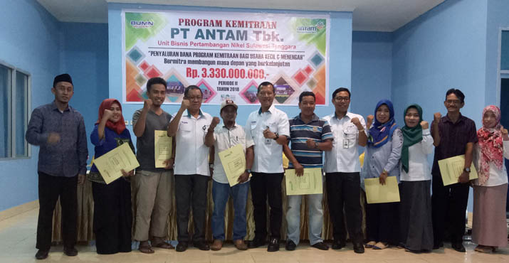 ANTAM UBPN Sultra Salurkan Dana Program Kemitraan Tahap II Senilai Rp3,3 Miliar