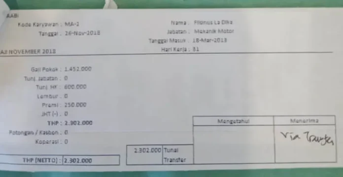 slip_gaji_panca_logam PT Panca Logam Gaji Karyawan di Bawah UMP