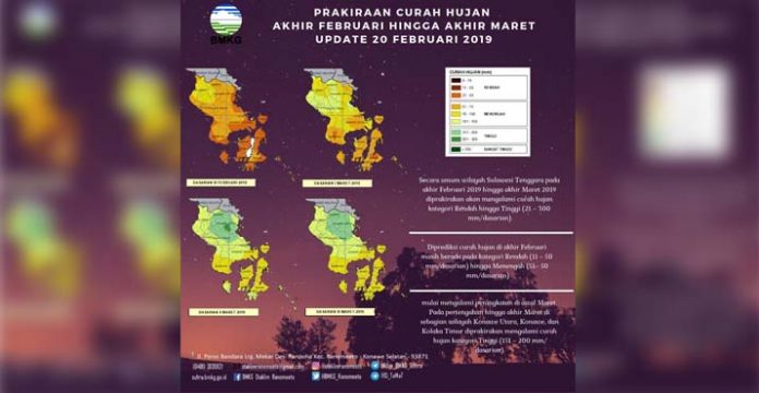 Awal Maret, Tiga Wilayah di Sultra Berpotensi Hujan Intensitas Tinggi