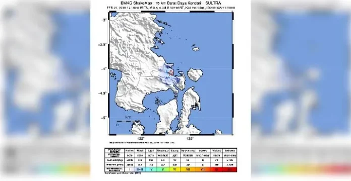 Aktivitas Sesar Kendari Sebabkan Gempa 3.6 SR