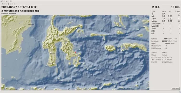 Gempa Susulan 3,4 SR Guncang Kota Kendari
