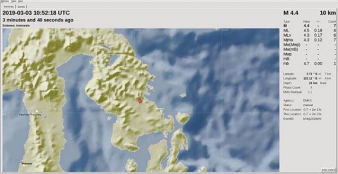 Gempa 4,4 SR Guncang Timur Laut Unaaha