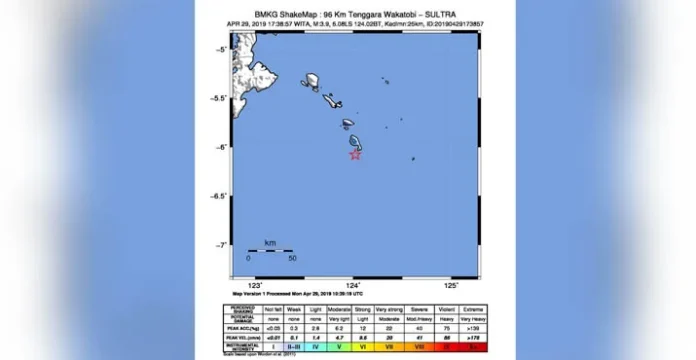 Pulau Binongko Wakatobi Diguncang Gempa 3,9 SR