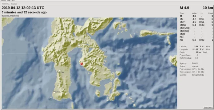 gempa_kolut Usai Gempa Sulteng, Gempa 4,9 SR Guncang Wilayah Kolut