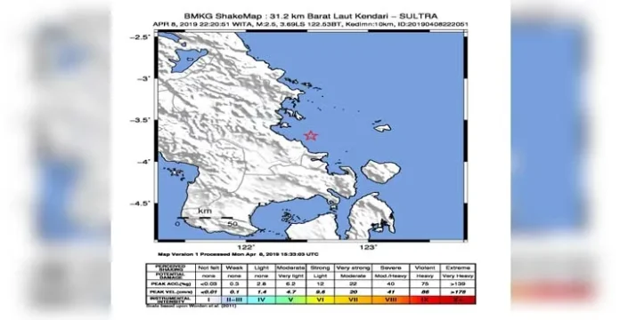 Gempabumi 2,5 SR Dirasakan di Kecamatan Sawa Konut