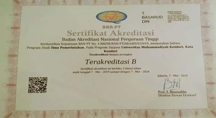 Prodi Ilmu Pemerintahan UMK Terakreditasi B