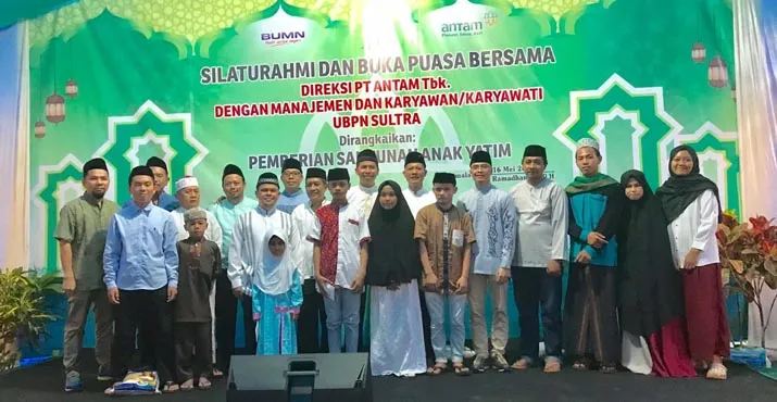 Buka Puasa Bersama Direksi ANTAM di Pomalaa, Santuni 185 Anak Panti Asuhan