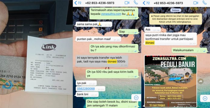 Modus Penipuan Salah Transfer Jumlah Uang ke Rekening Donasi