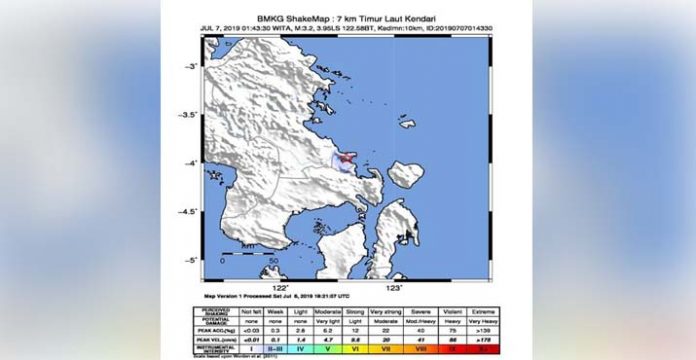 Kendari Diguncang Gempabumi 3.2 SR
