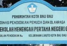 Pemkot Baubau Menangkan Sengketa Lahan SMP Negeri 6 Baubau Papan nama SMP Negeri 6 Baubau (Foto internet)