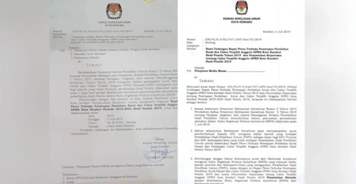 KPU Kota Kendari Tunda Pleno Penetapan Caleg Terpilih