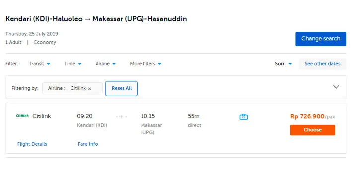 tiket kendari makassar citilink