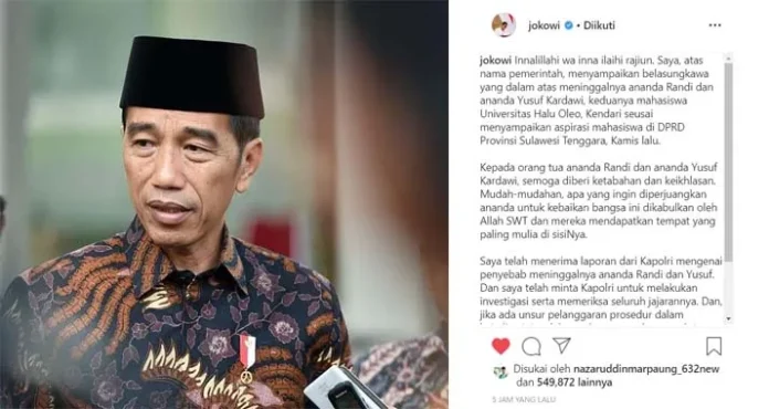 Jokowi Minta Insiden Penembakan Mahasiswa UHO Diusut Tuntas