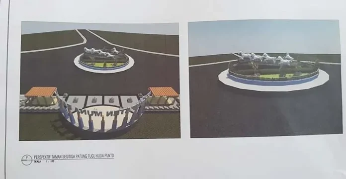 Desain gambar Taman dan Tugu Patung Kuda Punto