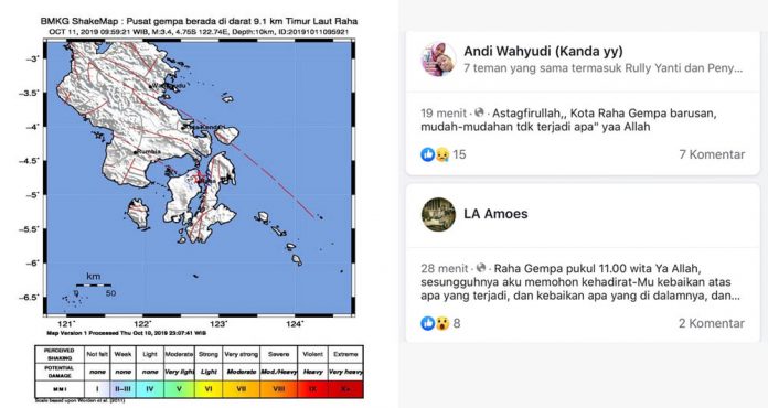 Kota Raha Diguncang Gempa Magnitudo 3,4, Tak Berpotensi Tsunami