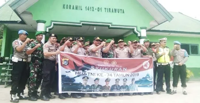 HUT TNI ke-74, 3 Kapolsek di Koltim Sambangi Danramil 1412-01 Tirawuta