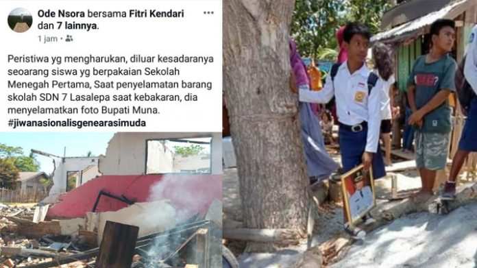 Kisah Zuhri Selamatkan Foto Bupati Muna Saat Kebakaran SDN 7 Lasalepa