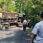 Tak Kuat Menanjak, Truk di Kolaka Utara Terguling Tak Kuat Menanjak, Truk di Kolaka Utara Terguling