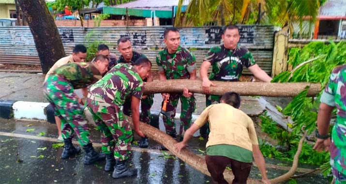 Hujan Deras, Pohon Tumbang di Depan Makodim Kendari