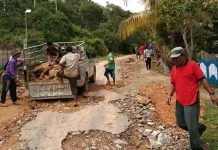 Diguyur Hujan Deras, Jalan Wisata Tangkeno Amblas Diguyur Hujan Deras, Jalan Wisata Tangkeno Amblas