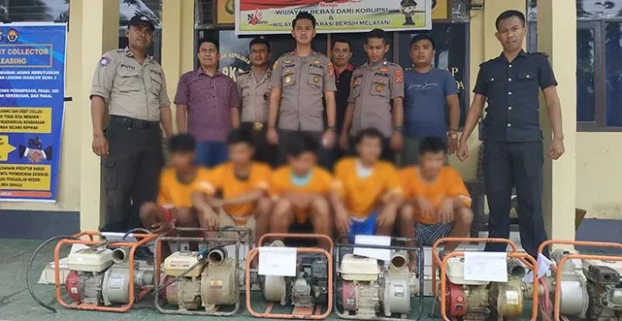 pencuri_pompa Polsek Abuki Amankan Lima Tersangka Pencuri Pompa Air