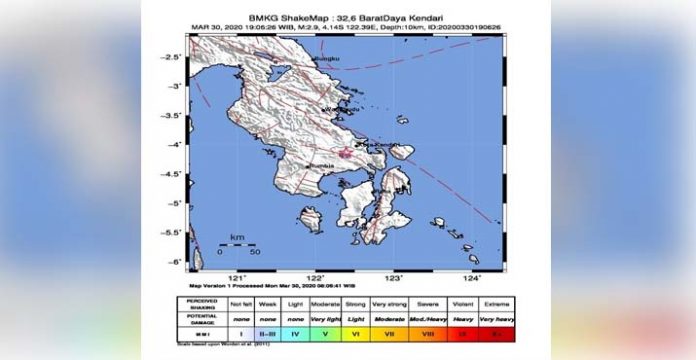 Gempa 2.9 SR Guncang Wilayah Barat Daya Kendari Senin Malam