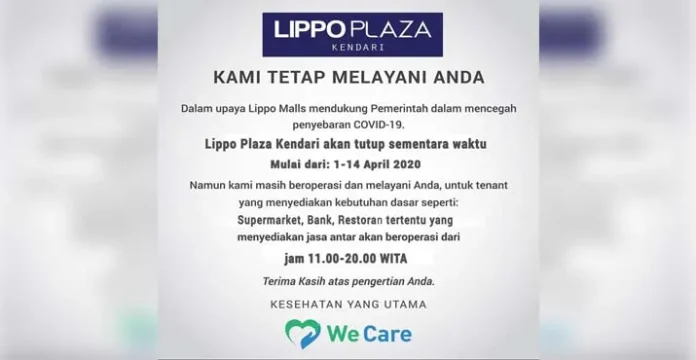 Lippo Plaza Kendari Ditutup, Pelayanan Kebutuhan Dasar Tetap Ada