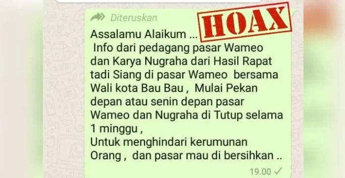 Hoaks Penutupan Pasar di Baubau Akibat Corona