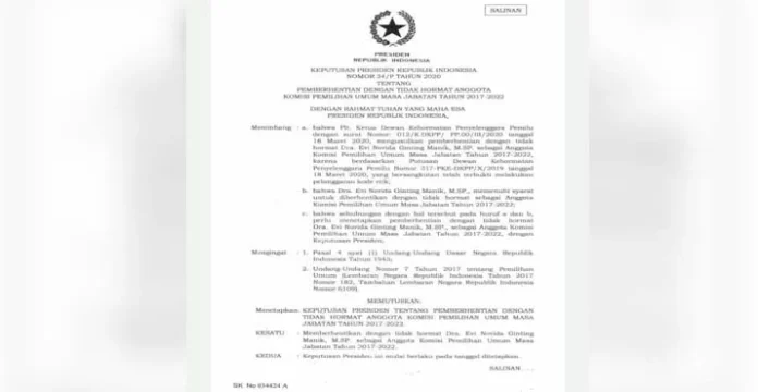 salinan_epi Presiden Tindak Lanjuti Putusan DKPP Pecat Evi Novida