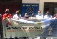 Cegah Penularan Covid-19, Antam Bagi-bagi Masker Cegah Penularan Covid-19, Antam Bagi-bagi Masker